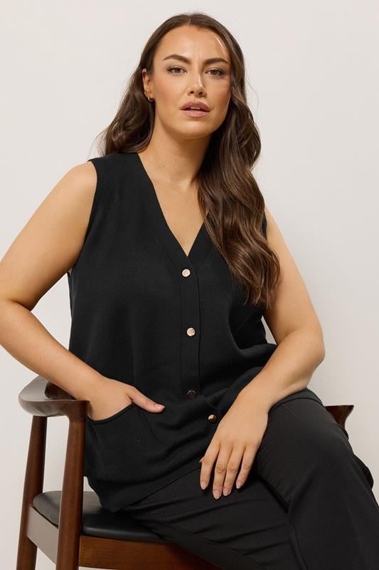 Evans EVANS Curve Black Premium Knitted Waistcoat