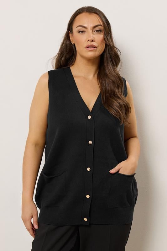Evans EVANS Curve Black Premium Knitted Waistcoat