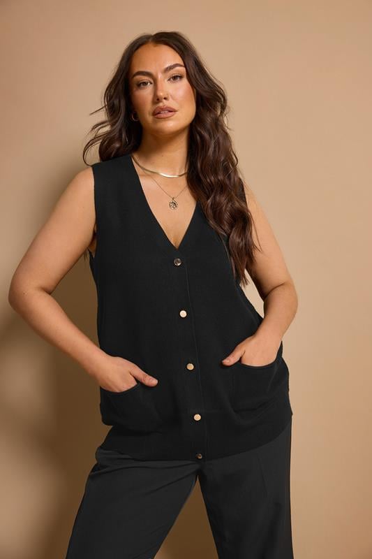 evans EVANS Curve Black Premium Knitted Waistcoat