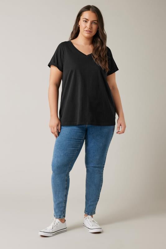Evans EVANS Curve Black Pure Cotton T-Shirt