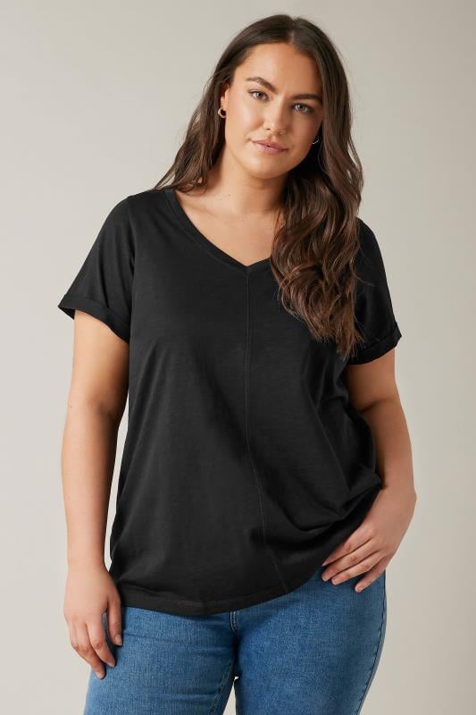 evans EVANS Curve Black Pure Cotton T-Shirt