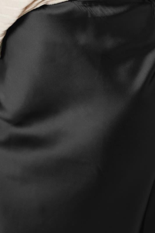 Evans EVANS Curve Black Satin Slip-On Midi Skirt