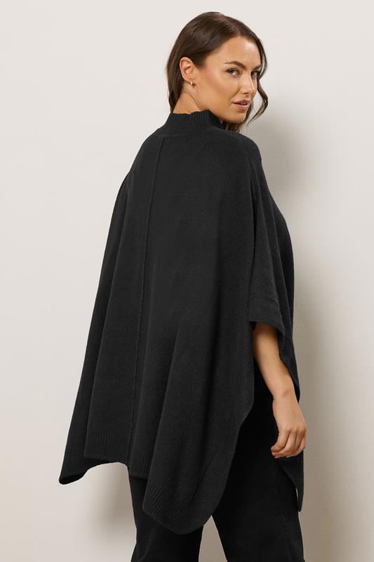 Evans EVANS Curve Black Seam Detail Knitted Cape