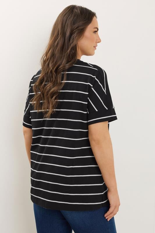 Evans EVANS Curve Black Stripe Pure Cotton T-Shirt