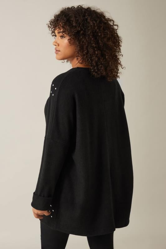 Evans EVANS Curve Black Stud Longline Jumper