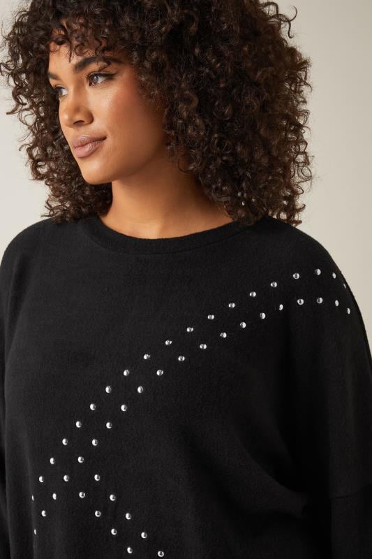 Evans EVANS Curve Black Stud Longline Jumper
