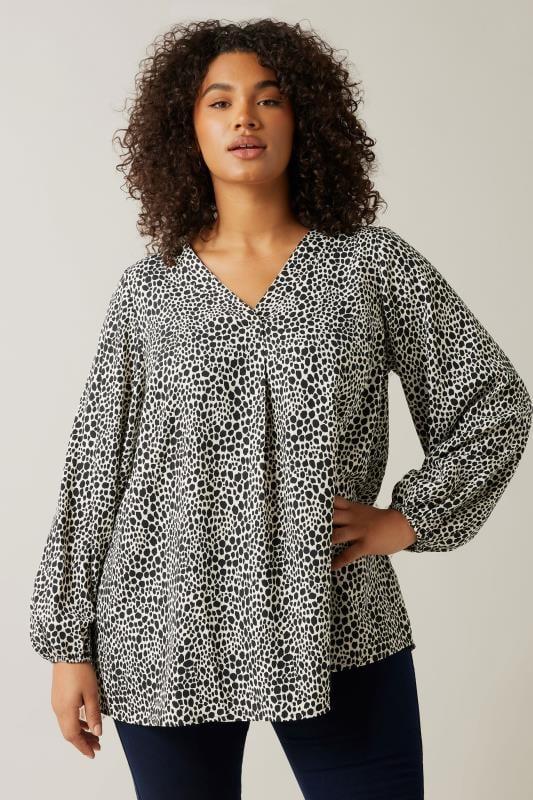 Evans EVANS Curve Black & White Spot Print Swing Top