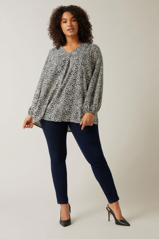 Evans EVANS Curve Black & White Spot Print Swing Top