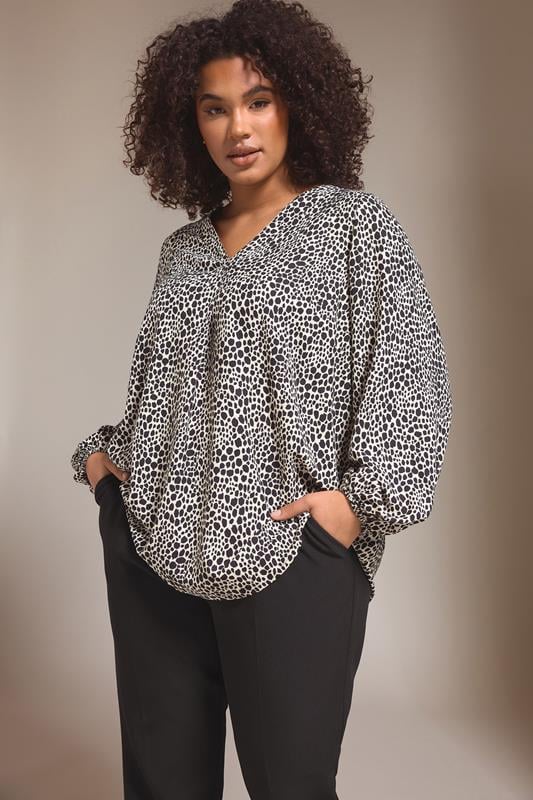 evans EVANS Curve Black & White Spot Print Swing Top