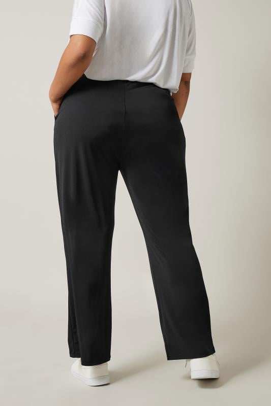 Evans EVANS Curve Black Wide Leg Jersey Trousers