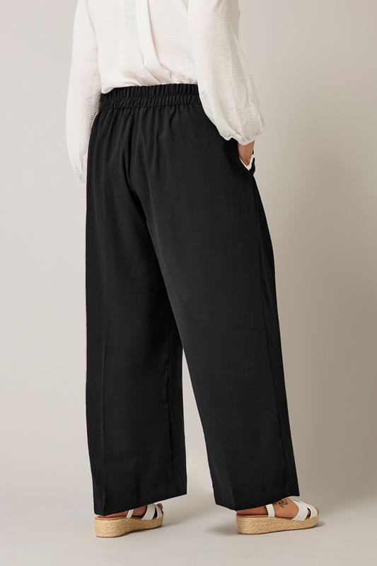 Evans EVANS Curve Black Wide Leg Tailored Trousers