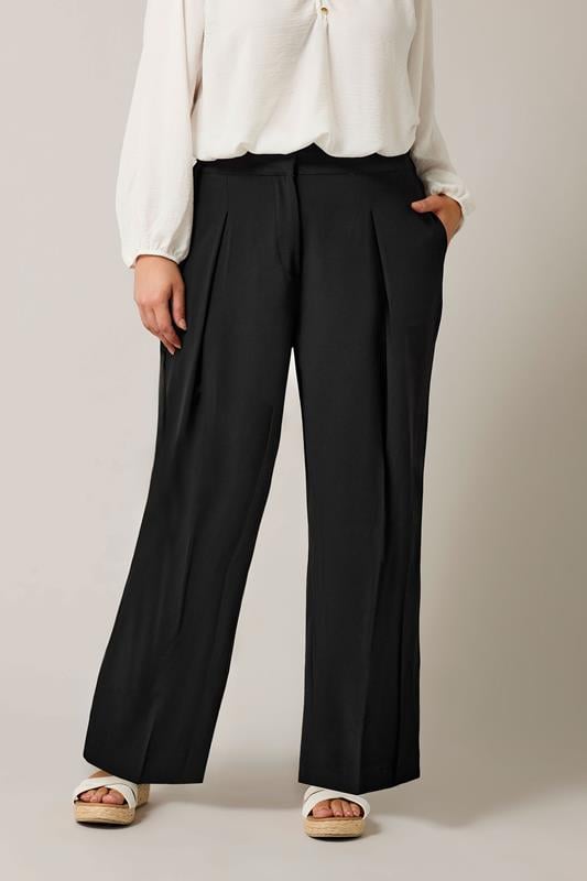 evans EVANS Curve Black Wide Leg Tailored Trousers