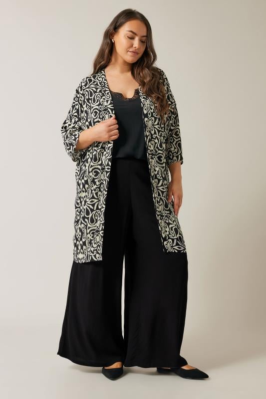 Evans EVANS Curve Black Wide Leg Trousers
