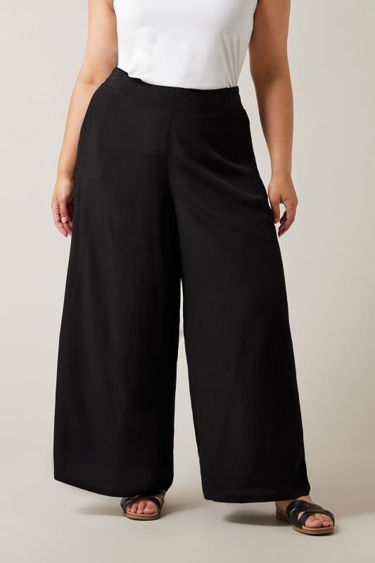 evans EVANS Curve Black Wide Leg Trousers