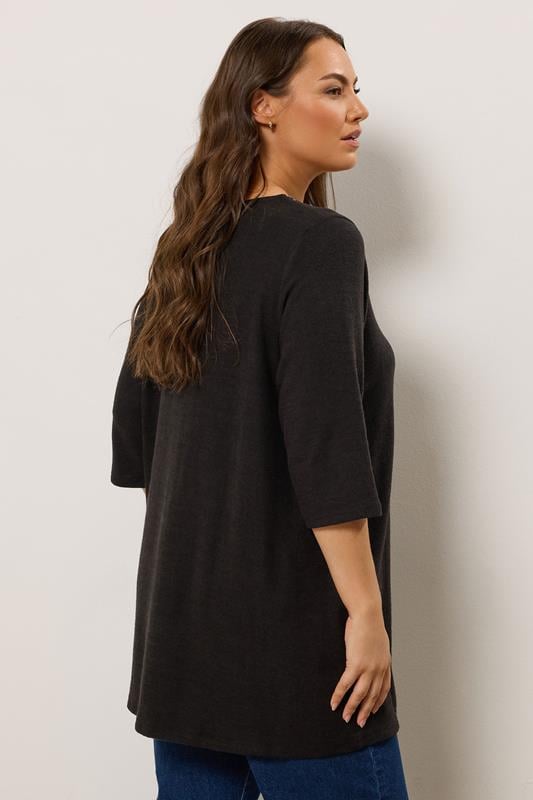 Evans EVANS Curve Black Zip Front Stud Detail Top