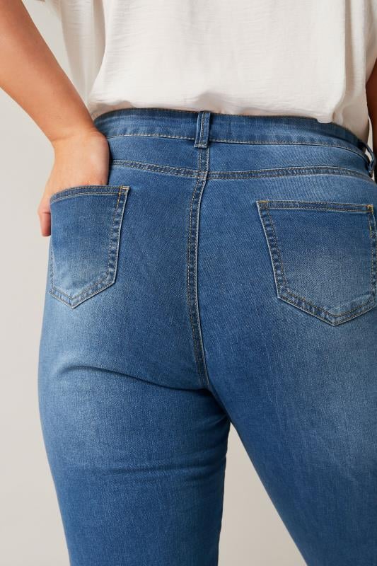 Evans EVANS Curve Blue Mid Wash Straight Leg Jeans