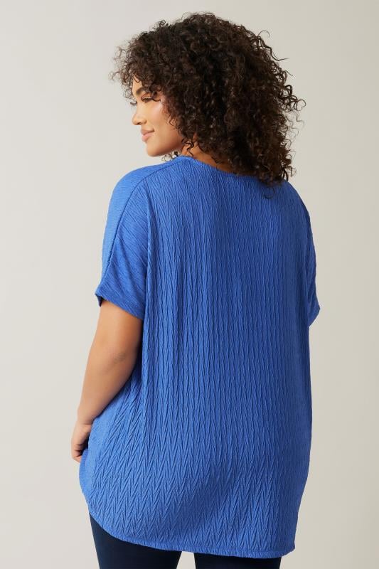 Evans EVANS Curve Blue Plisse Pleat Front Top