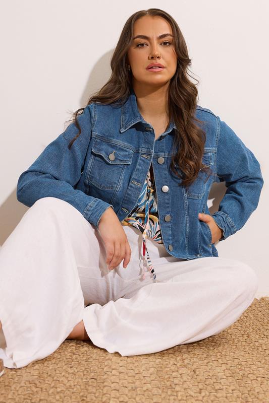 Evans EVANS Curve Blue Premium Denim Jacket