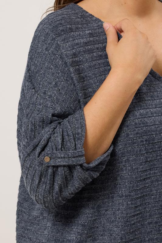 Evans EVANS Curve Blue Tab Sleeve Ribbed Jumper