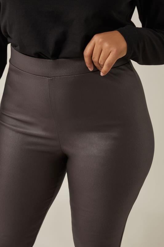 Evans EVANS Curve Brown Coated Pull On Trousers
