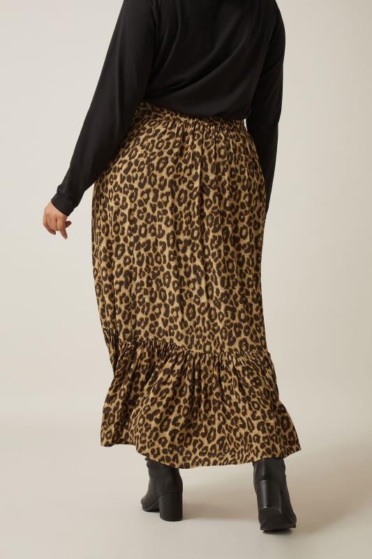 Evans EVANS Curve Brown Leopard Print Maxi Skirt