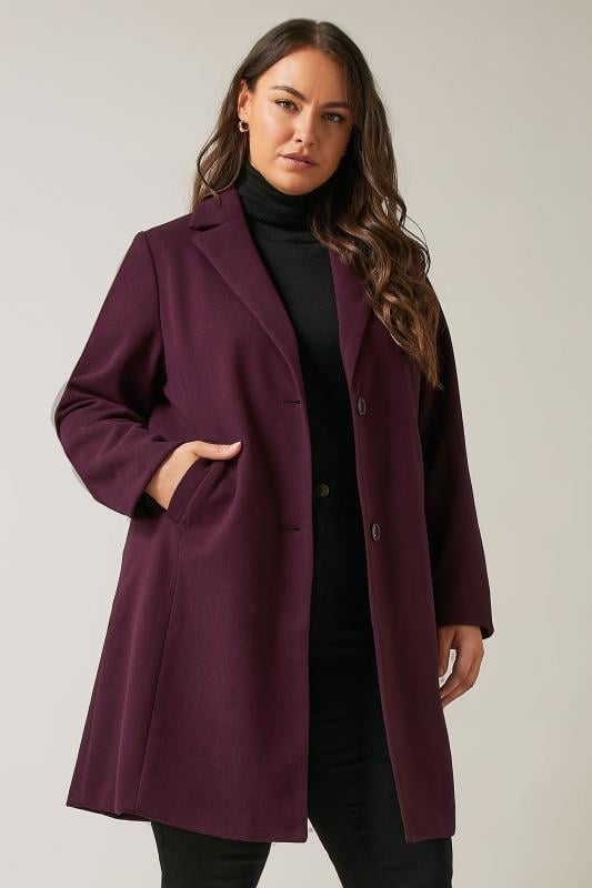 Evans EVANS Curve Burgundy Red City Coat