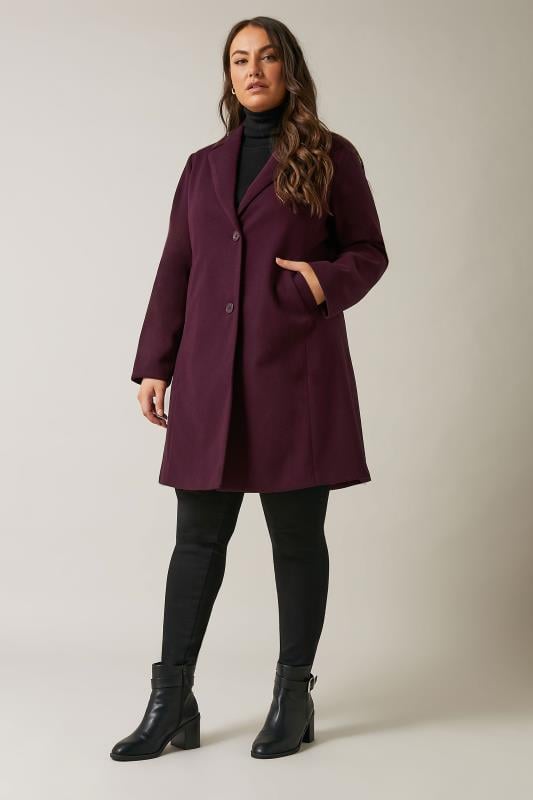 Evans EVANS Curve Burgundy Red City Coat