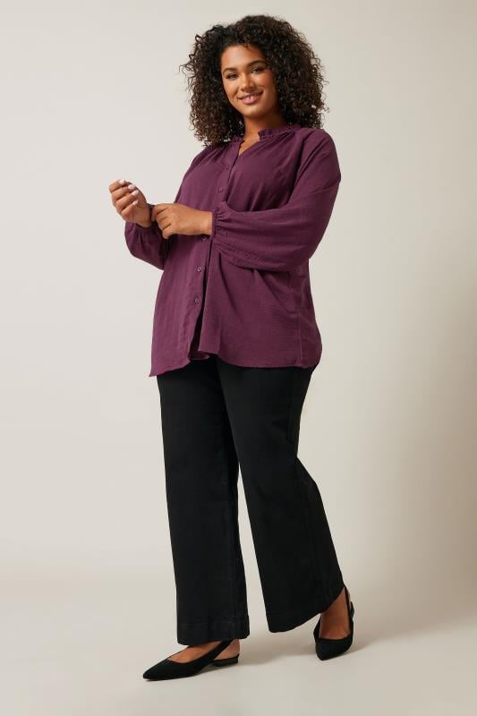 Evans EVANS Curve Burgundy Red Frill Neck Blouse