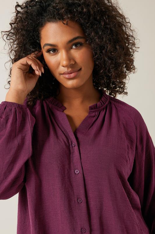 Evans EVANS Curve Burgundy Red Frill Neck Blouse