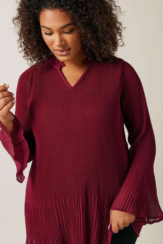 evans EVANS Curve Burgundy Red Pleat Blouse