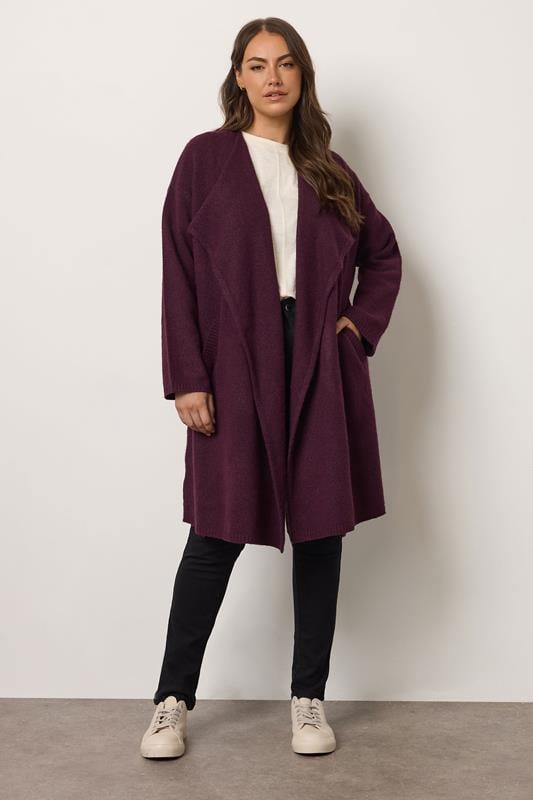 Evans EVANS Curve Burgundy Waterfall Coatigan