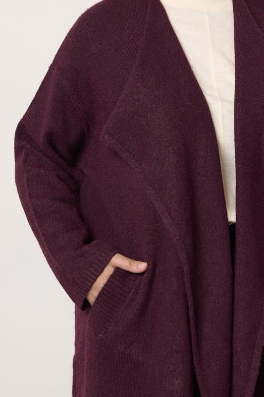 Evans EVANS Curve Burgundy Waterfall Coatigan