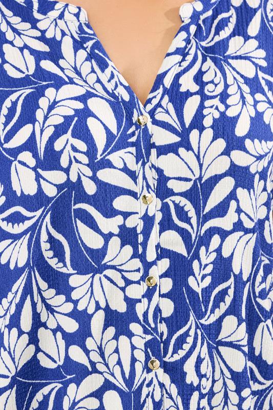 Evans EVANS Curve Cobalt Blue Leaf Print Blouse