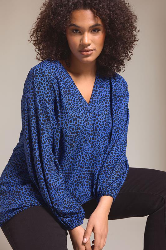 evans EVANS Curve Cobalt Blue Spot Print Swing Top