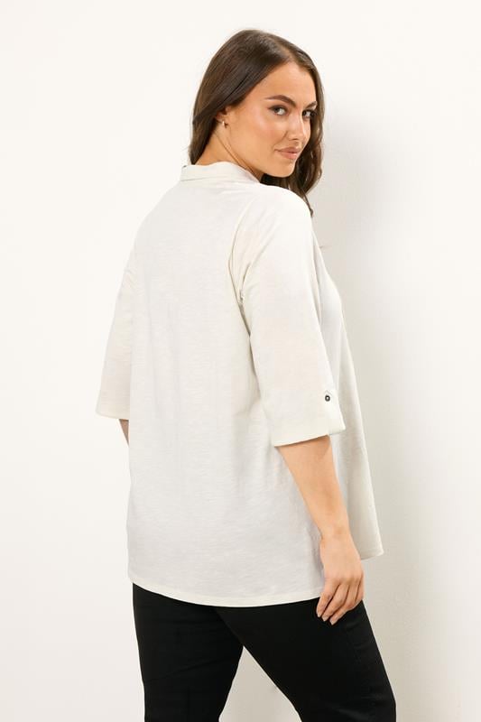 Evans EVANS Curve Cream Pintuck Henley Top