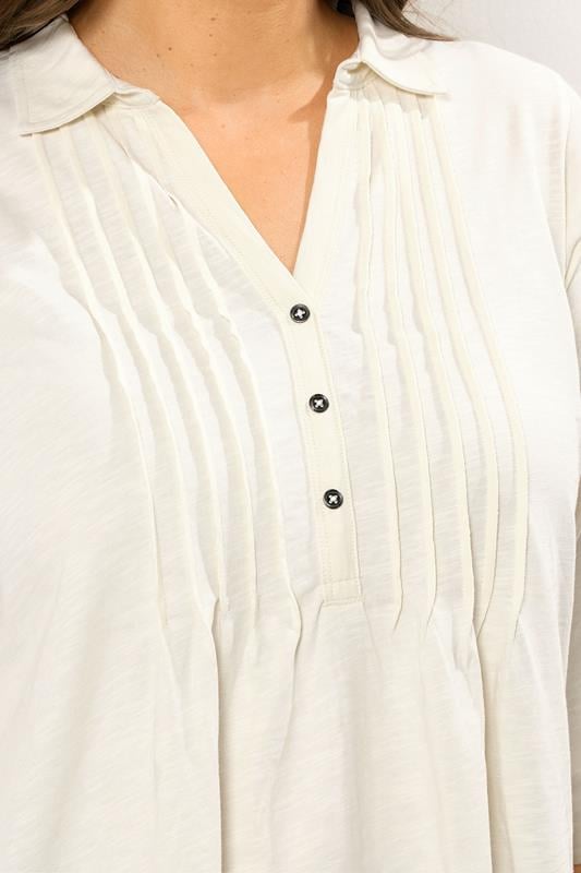 Evans EVANS Curve Cream Pintuck Henley Top