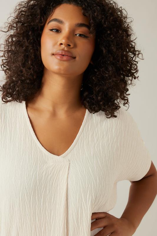 Evans EVANS Curve Cream Plisse Pleat Front Top