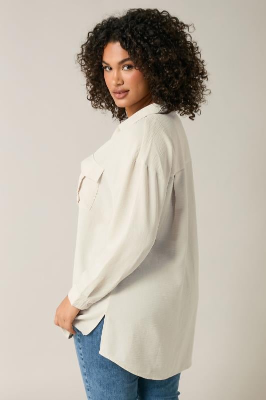 Evans EVANS Curve Cream Utility Pocket Shirt