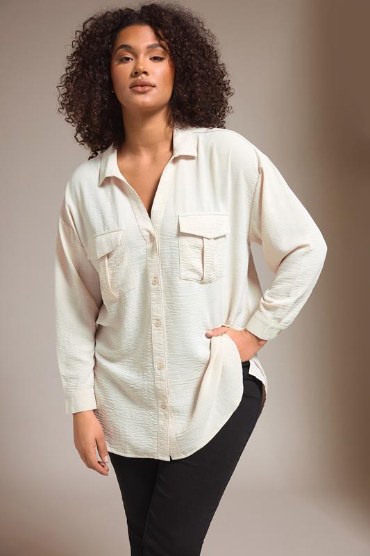 evans EVANS Curve Cream Utility Pocket Shirt