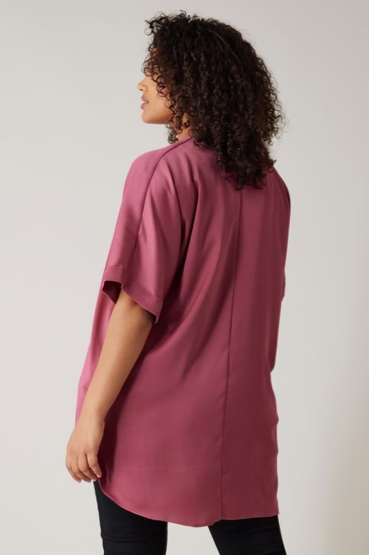 Evans EVANS Curve Dusky Pink Pleat Front Blouse