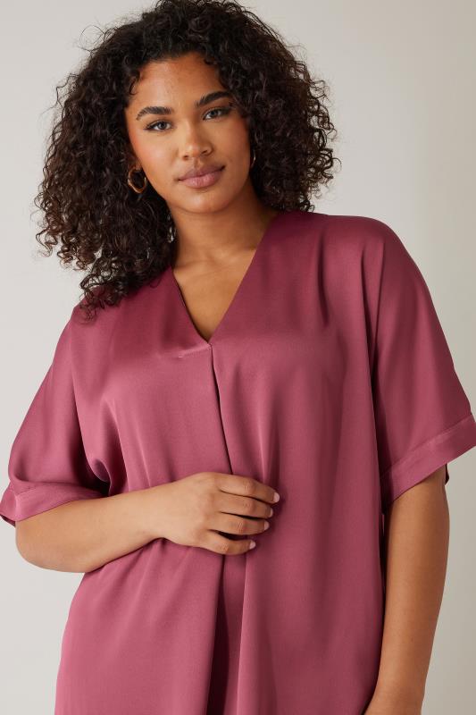 Evans EVANS Curve Dusky Pink Pleat Front Blouse