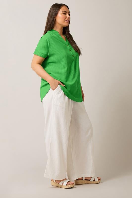 Evans EVANS Curve Green Half Placket Blouse