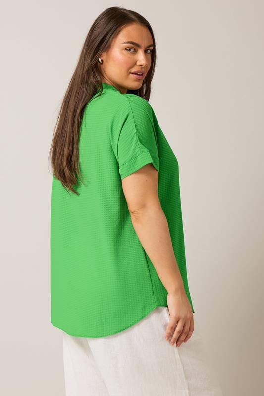Evans EVANS Curve Green Half Placket Blouse