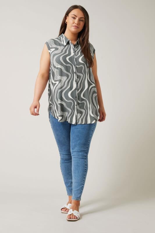 Evans EVANS Curve Grey Abstract Print Tunic