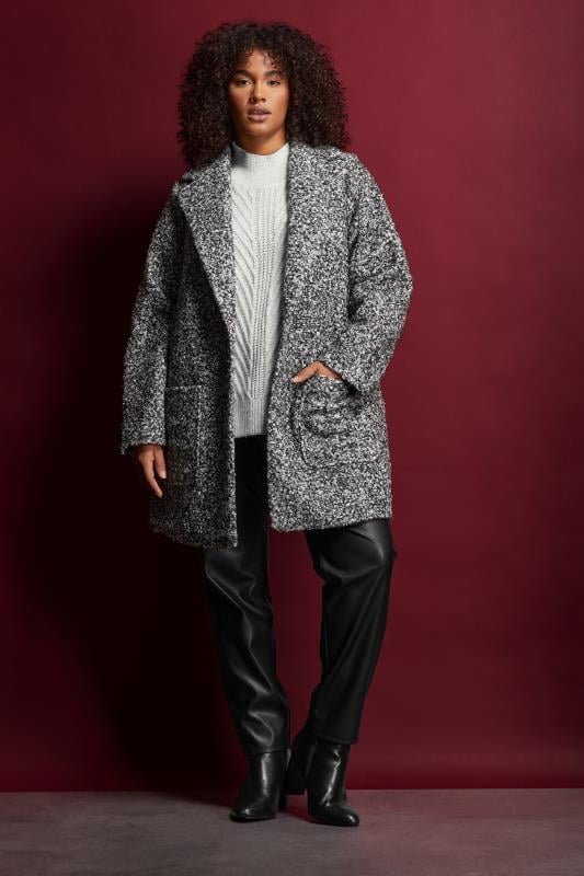 evans EVANS Curve Grey Boucle Formal Coat