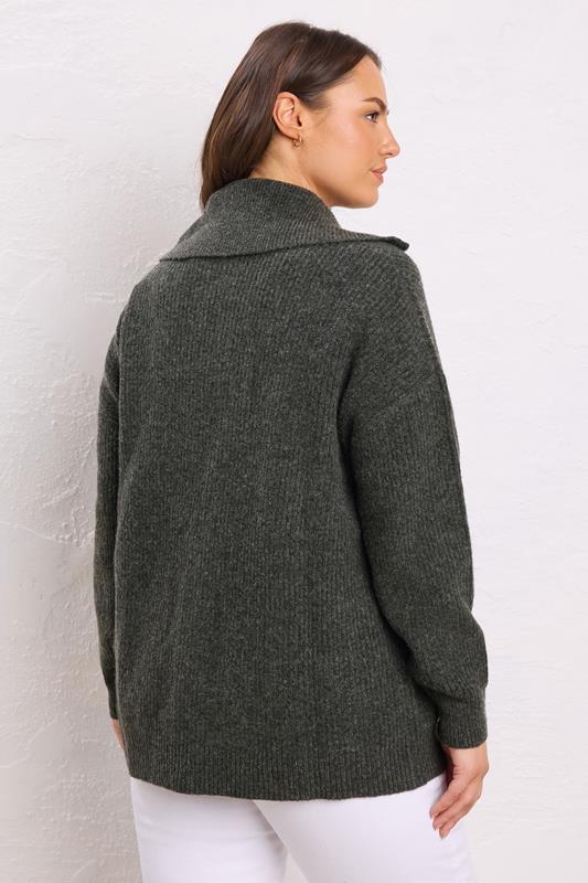Evans EVANS Curve Grey Double Ended Zip Cardigan