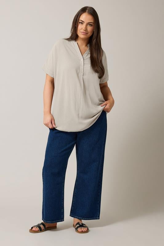 Evans EVANS Curve Grey Woven Check Blouse