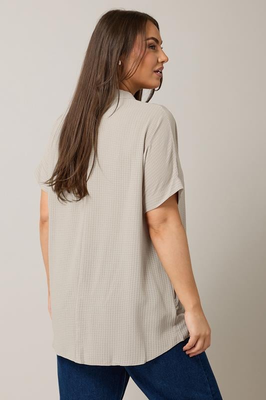 Evans EVANS Curve Grey Woven Check Blouse