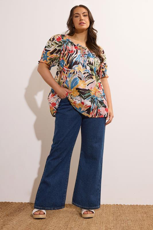 Evans EVANS Curve Indigo Blue Denim Wide Leg Jeans