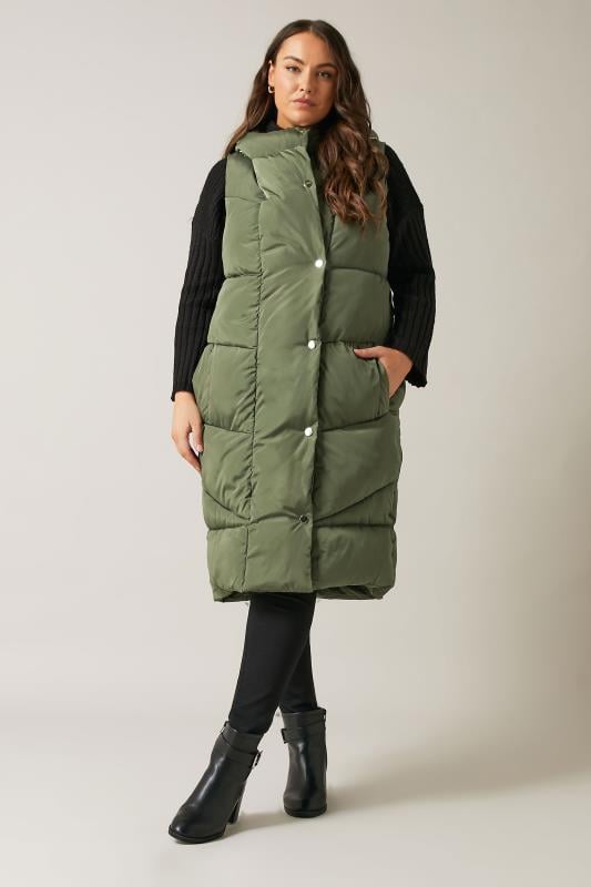 Evans EVANS Curve Khaki Green Padded Gilet